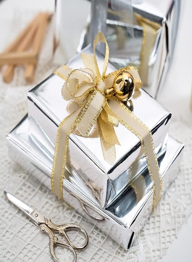 ورق تغليف هدايا لامع فضي معدني من WRAPAHOLIC - لفة ورق تغليف هدايا بلون موحد، مثالية لحفلات الزفاف، عيد الحب، أعياد الميلاد، الكريسماس، حفلات استقبال المولود، وباقات الزهور المصنوعة يدويًا - 17 بوصة × 32.8 قدم - Image 2